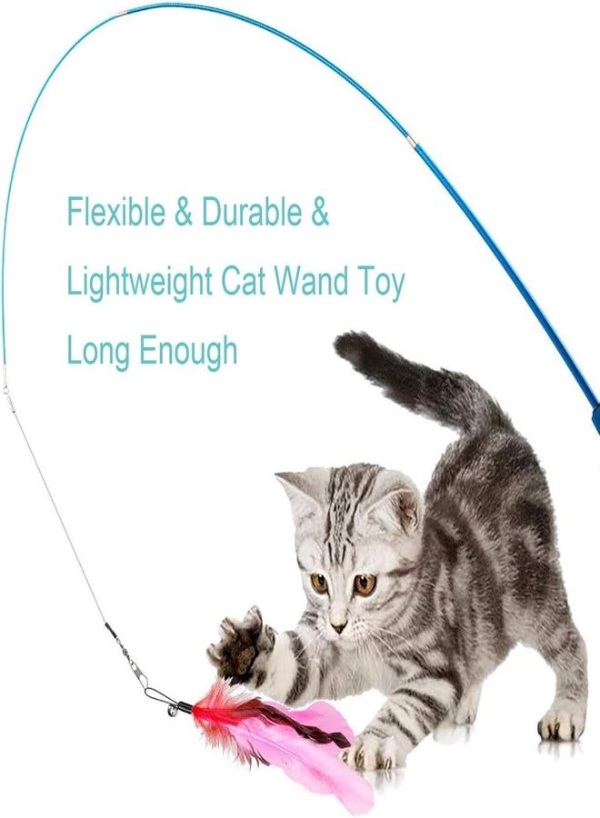Mumoo Bear 11 Pcs Cat Feather Toys, Interactive Kitten Toys for indoor Cat Kitten,1 Retractable Cat Teaser Wand with 10 Feather Refills - Image 4